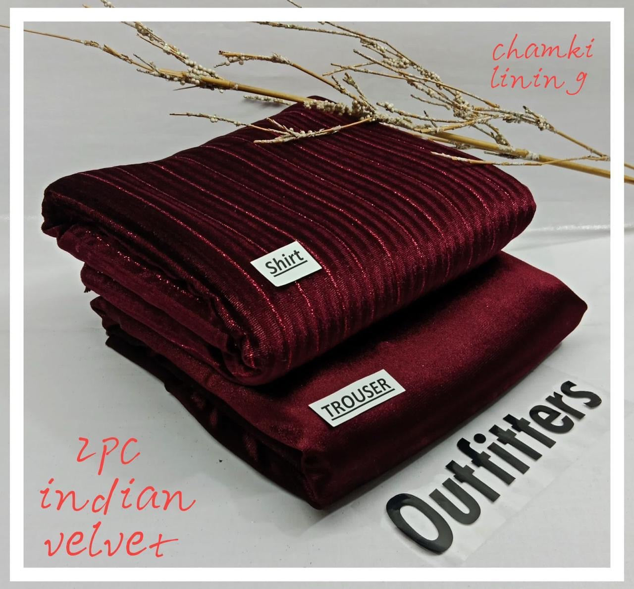 Lurex Velvet 2pc (Mehroon)