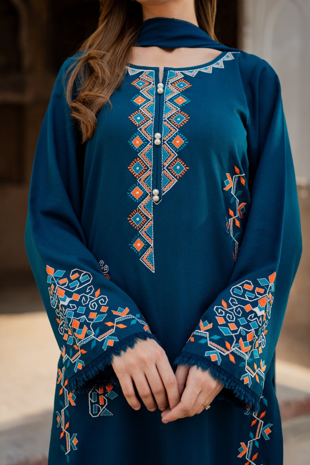 JAZMINE-EMBROIDERED DHANAK UNSTICHED 3PC (SL-9179)