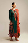 HUSSAIN REHAR UNSTICHED DHANAK EMBROIDERED 3pc (SL0455)