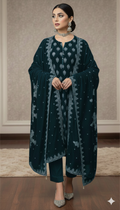 Maria B Luxury Embroidered Micro Velvet Unstiched 3pc Dark Zinc (SL-5055)