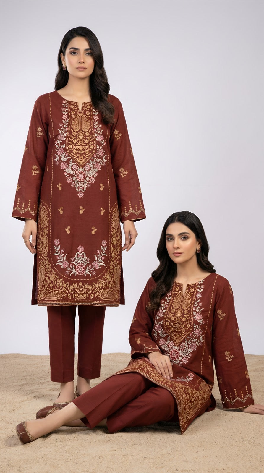 Zarysh-Embroidered Luxury Lawn Unstiched 2pc (ZT-824)