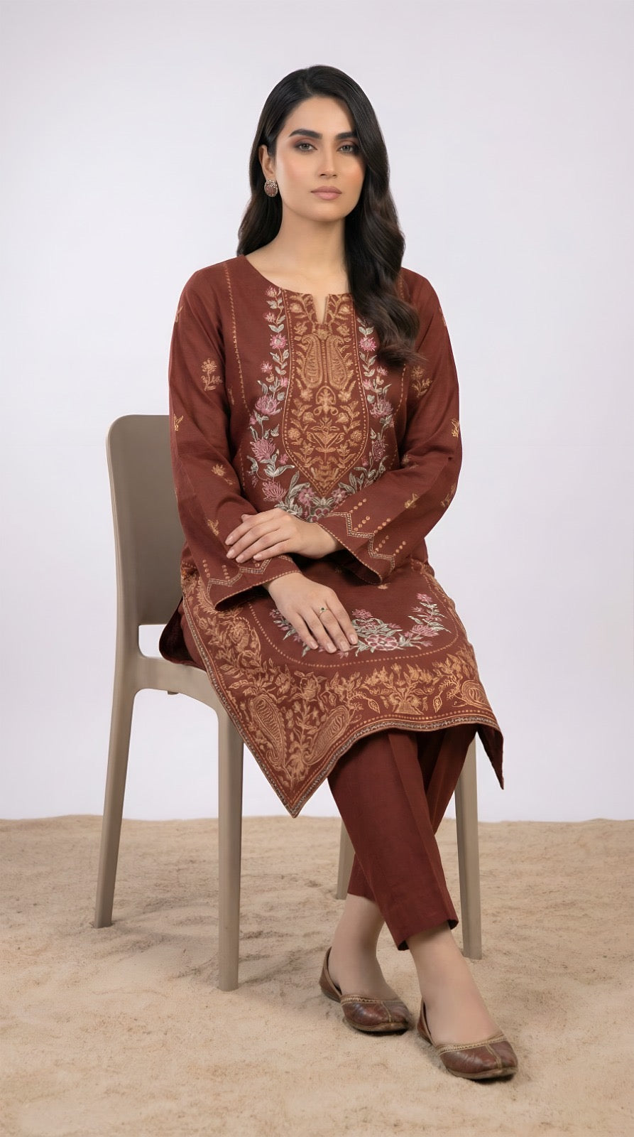 Zarysh-Embroidered Luxury Lawn Unstiched 2pc (ZT-824)