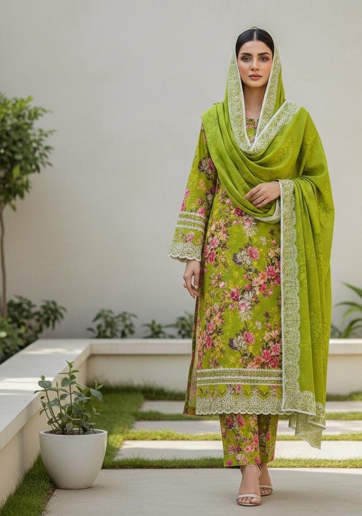 Iznik Linen Printed Unstiched 3pc