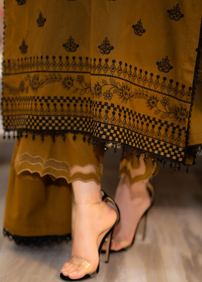 Libas Mustard Embroidered Dhanak Unstiched 3pc WITH EMBROIDERED DHANAK SHAWL (SL-1155)