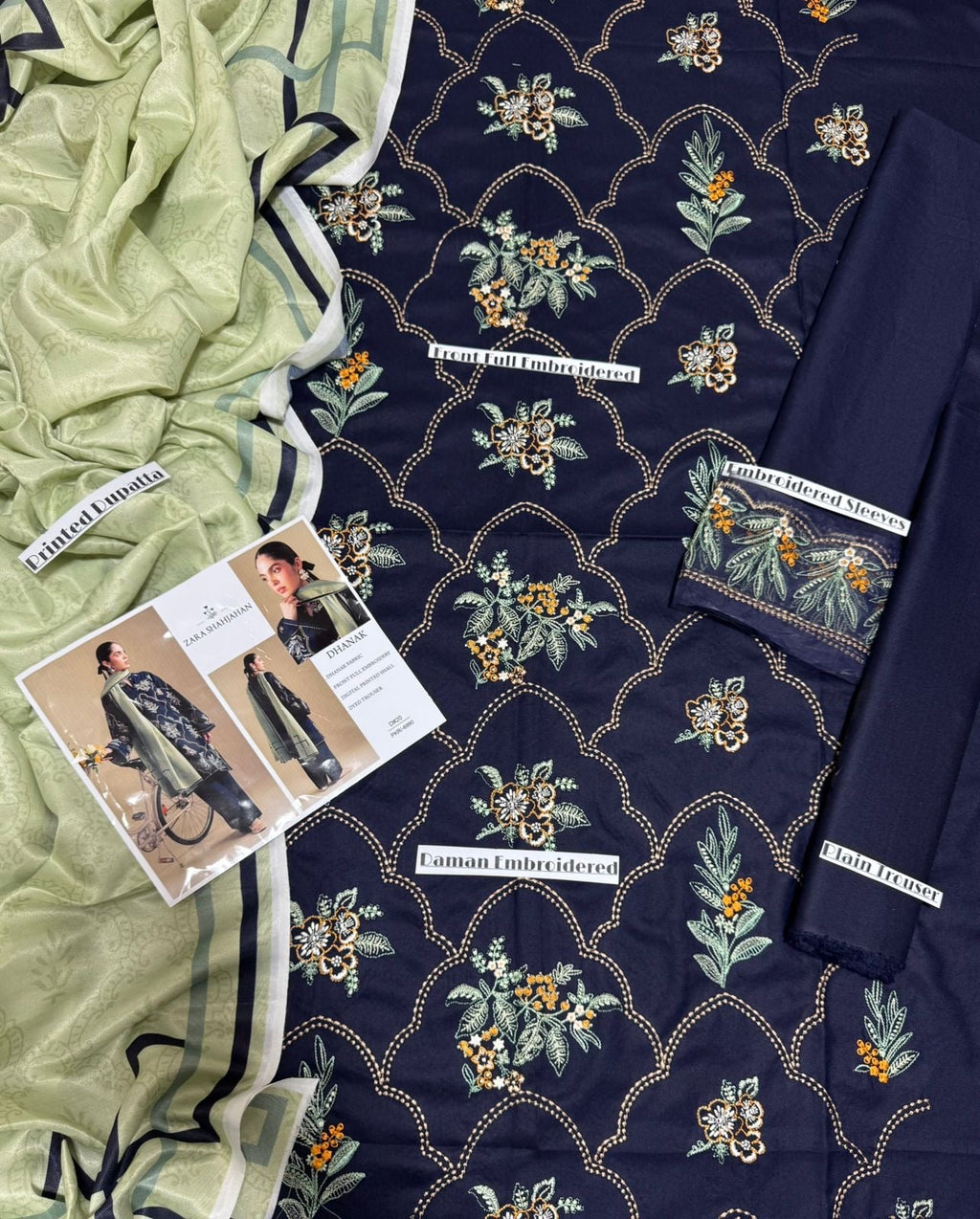 CoCo By Zara-EMBROIDERED DHANAK UNSTICHED 3pc (SL-6305)