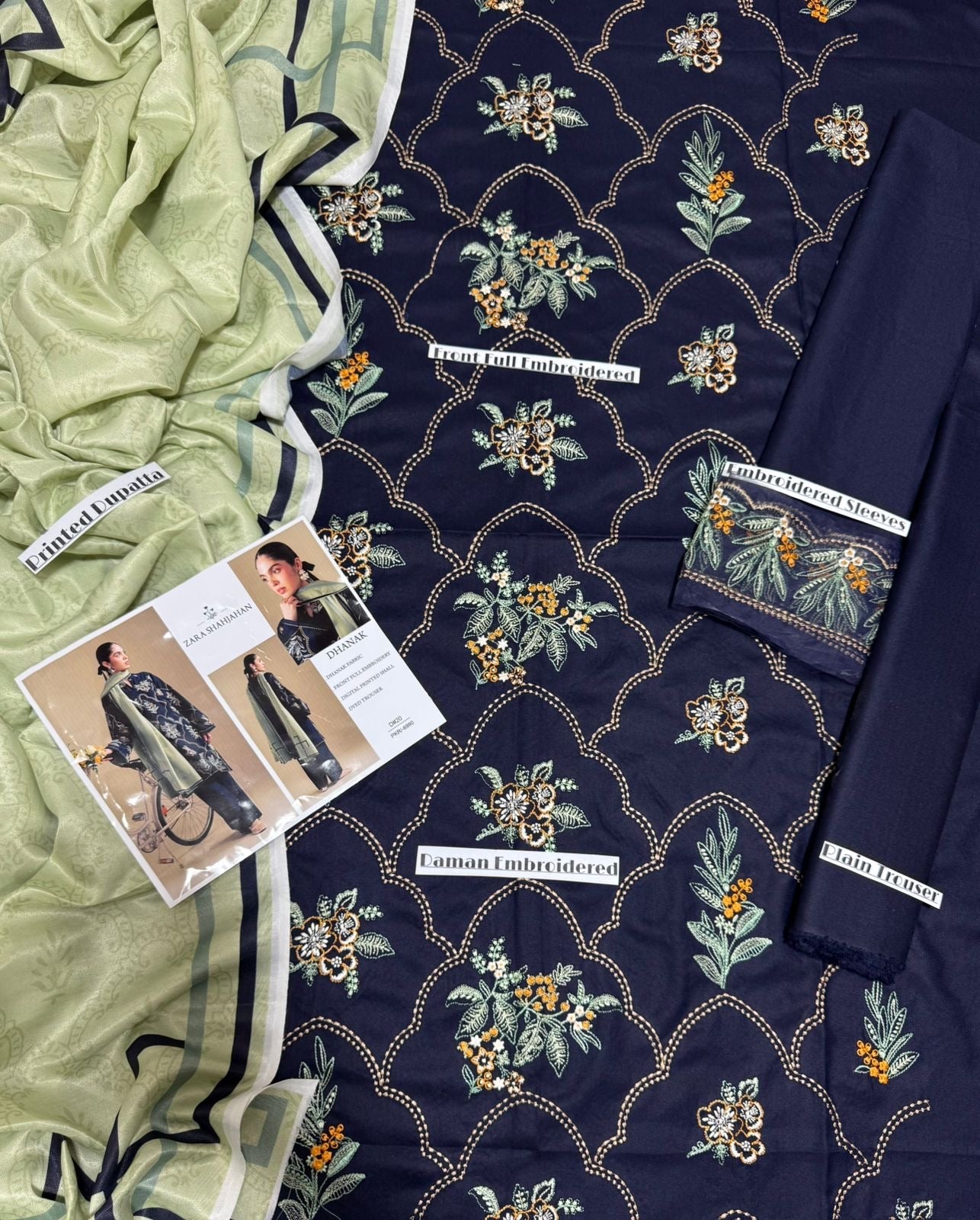 CoCo By Zara-EMBROIDERED DHANAK UNSTICHED 3pc (SL-6305)