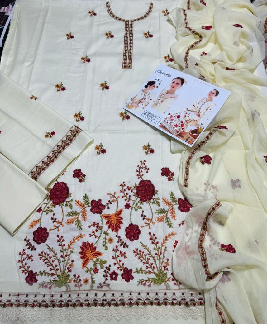 SAND-CROSS STICH LUXURY EMBROIDERED LAWN 3pc (SL-936)