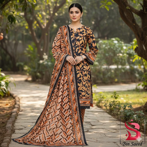 Bin Saeed Printed Unstiched Linen 3pc
