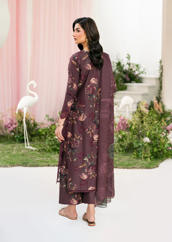 IZNIK BURGUNDY UNSTICHED KHADDAR PRINTED EMBROIDERED 3pc (SL-9055)