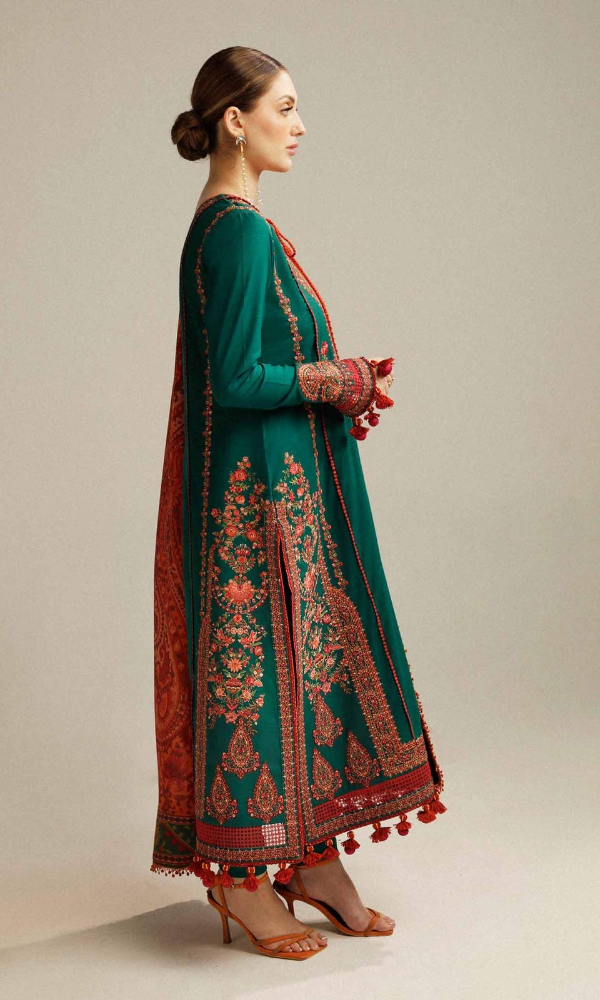 HUSSAIN REHAR UNSTICHED DHANAK EMBROIDERED 3pc (SL0455)