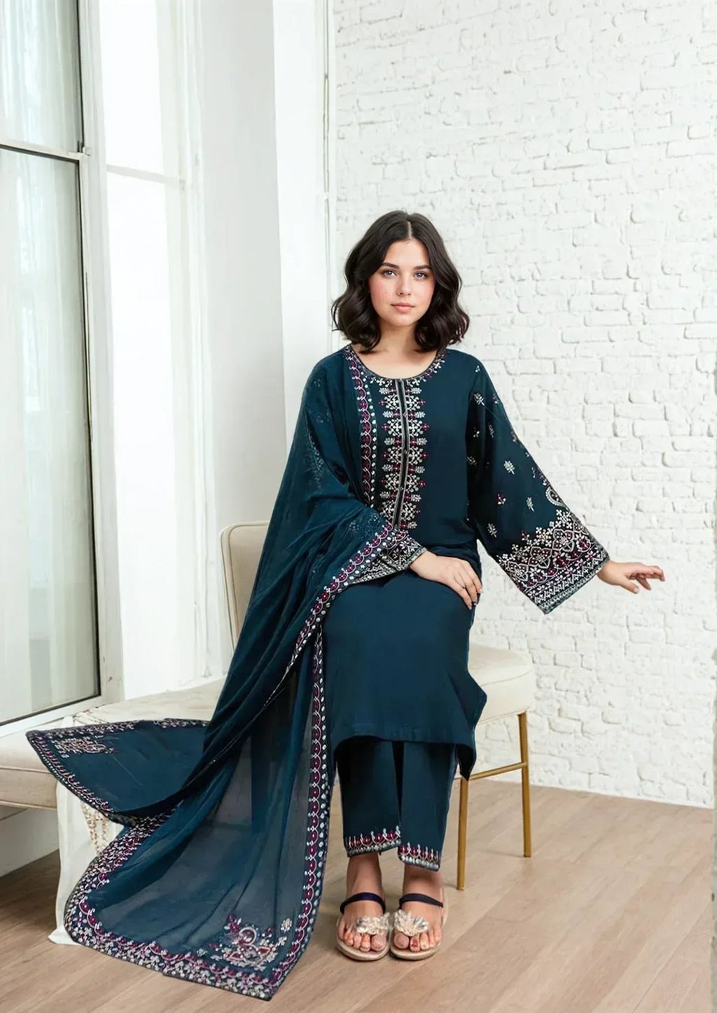 ZIRWAH-BATIK-EMBROIDERED LAWN 3pc (SL-339)