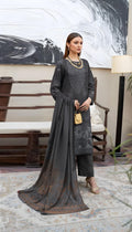 “BAVLI” BY ZIMAL TEXTILES SLUB VISCOSE EMBROIDERED APLIC WORK UNSTICHED 3pc SL-D02
