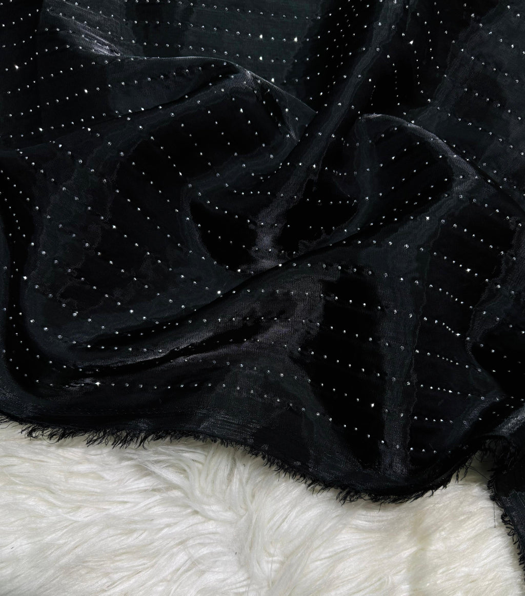 LUXURY SHEESHA SILK UNSTICHED 2pc (Black) SL-1955