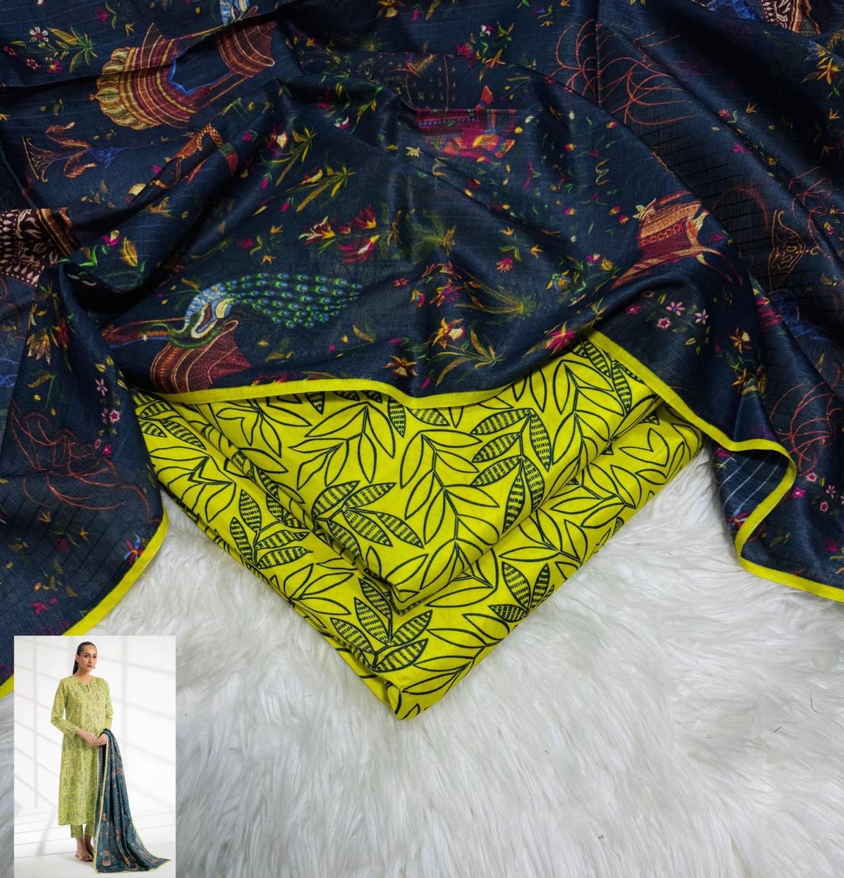 Ego Printed Unstiched Linen 3pc