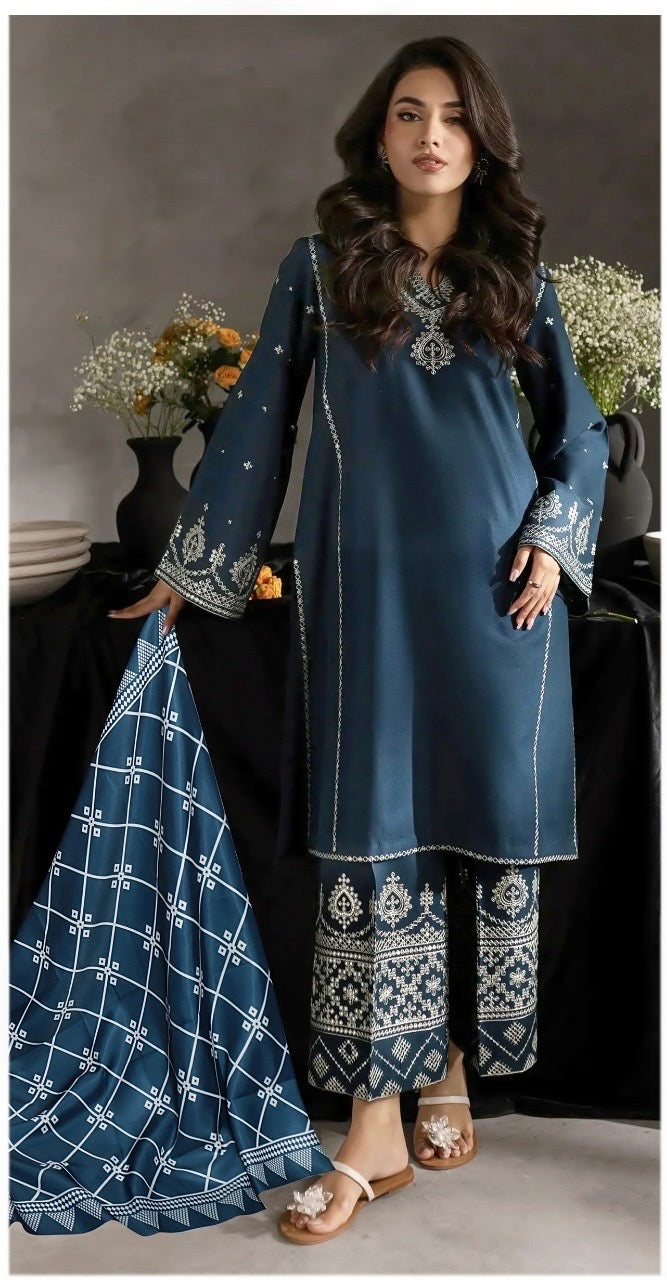 IZEL EMBROIDERED DHANAK UNSTICHED 3pc (SL-749)