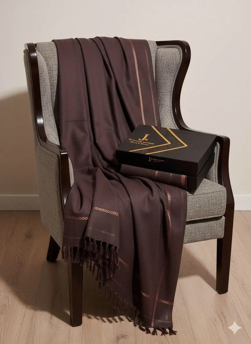 J. Mens Premium Wool Shawl with Box (Brownish)