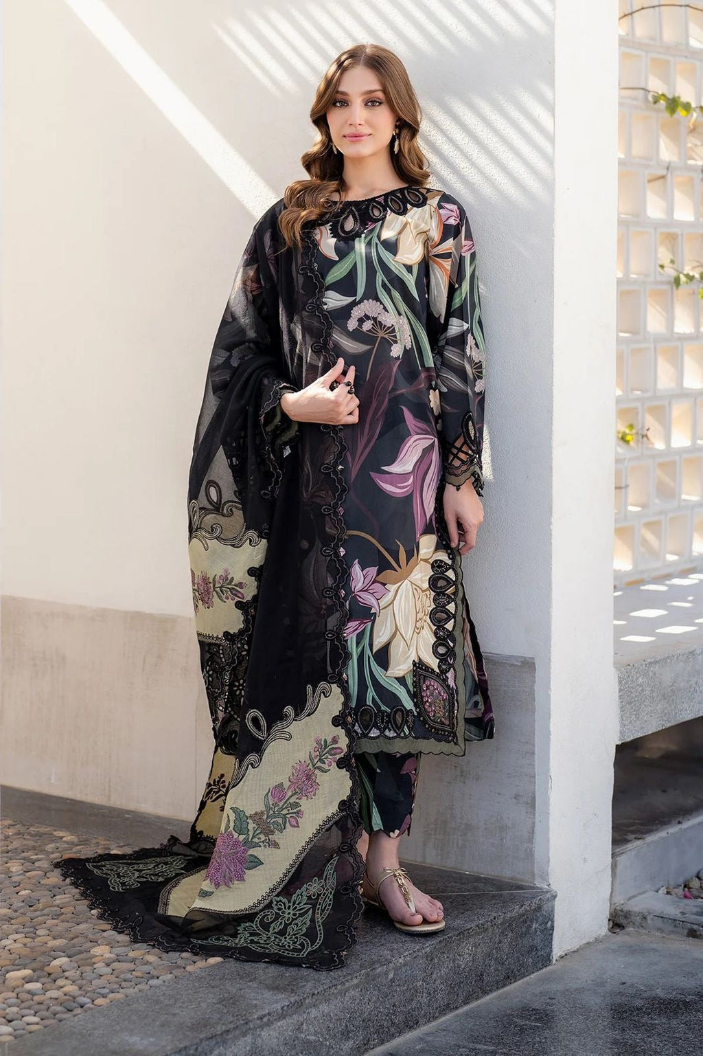 Baroque Printed Embroidered Unstiched Lawn 3pc (SL555)