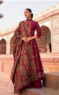 BAREEZE HEAVY EMBROIDERED DHANAK UNSTICHED 3pc WITH EMBROIDERED SHAWL (SL-507)