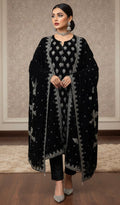 Maria B Luxury Embroidered Micro Velvet Unstiched 3pc Black (SL-2055)