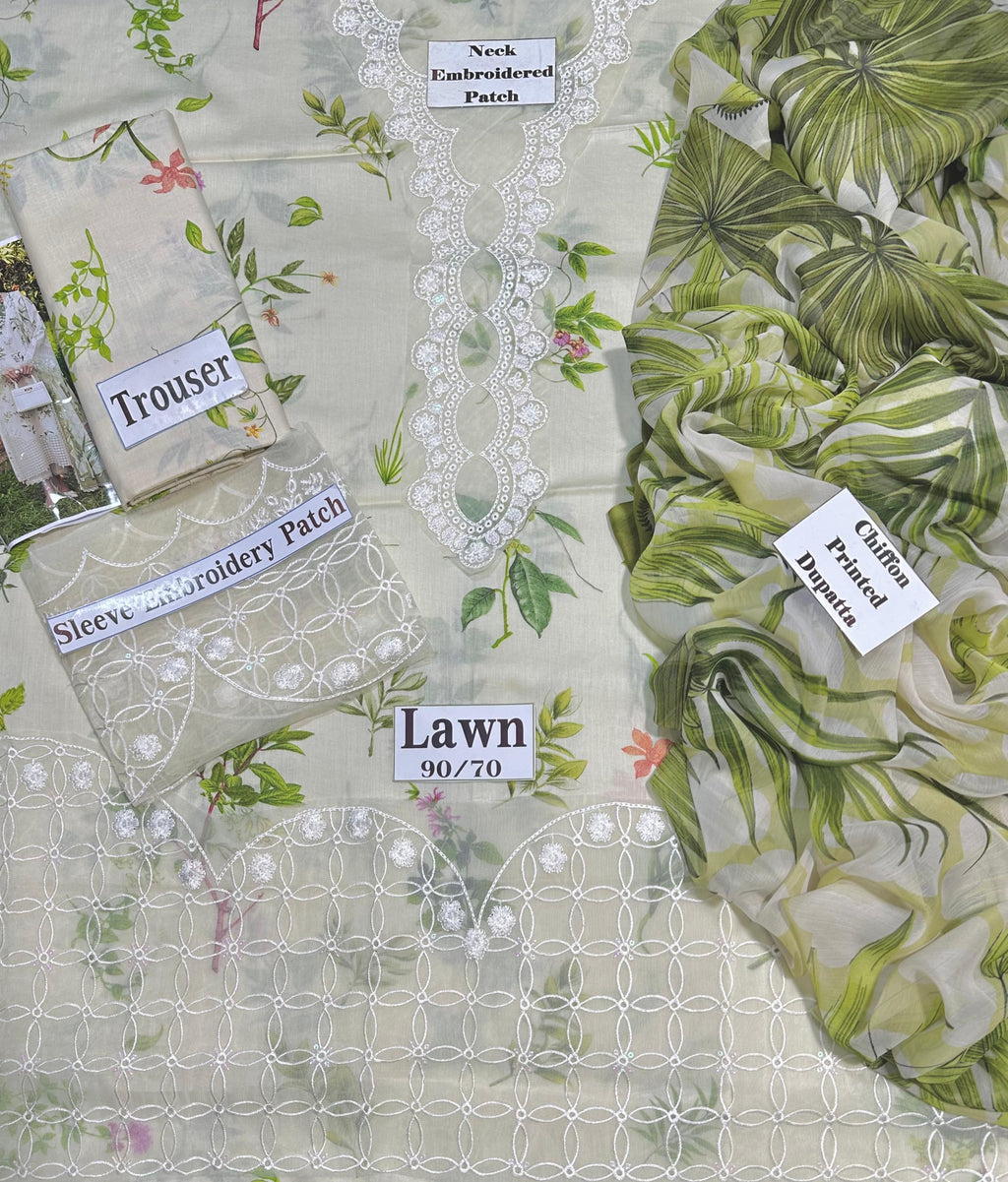 Sardinia White Tulip Printed Embroidered Lawn Unstiched 3pc (SL-556)