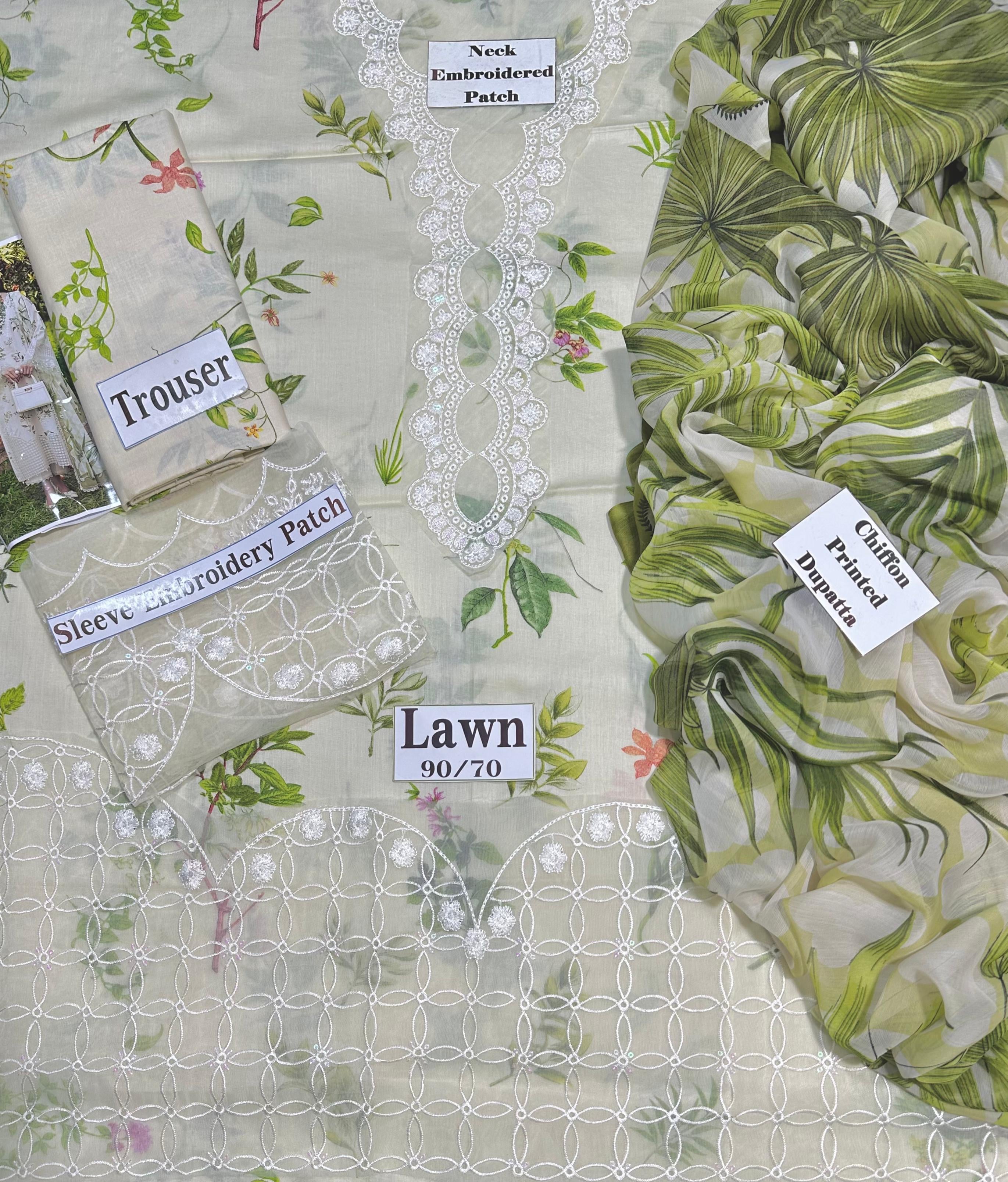 Sardinia White Tulip Printed Embroidered Lawn Unstiched 3pc (SL-556)