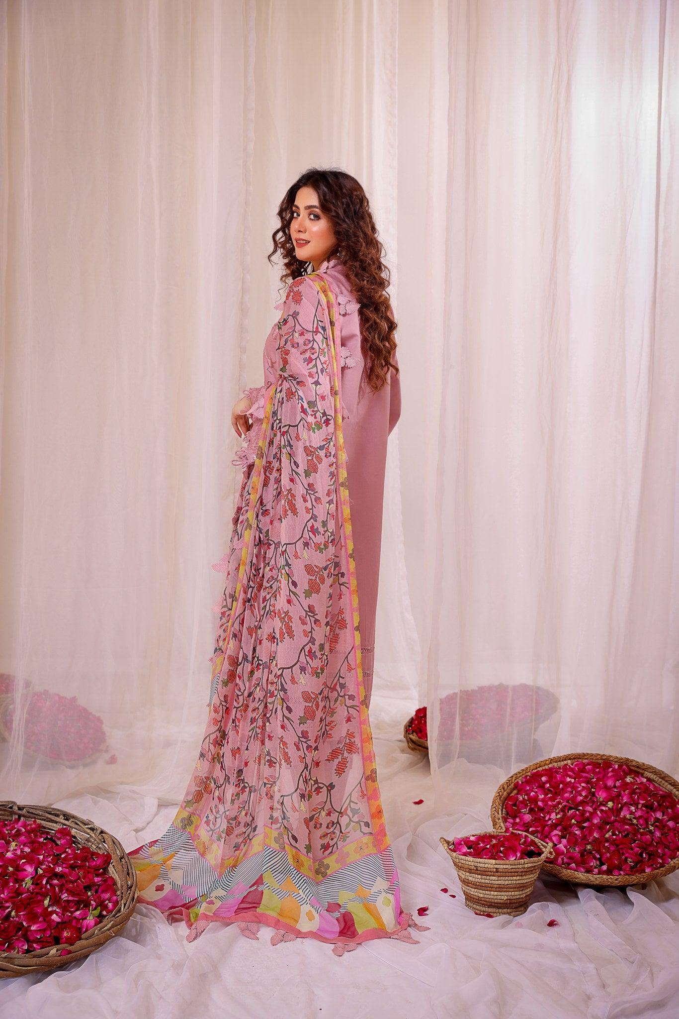 ROSELLA EMBROIDERED DHANAK 3pc (SL-02)