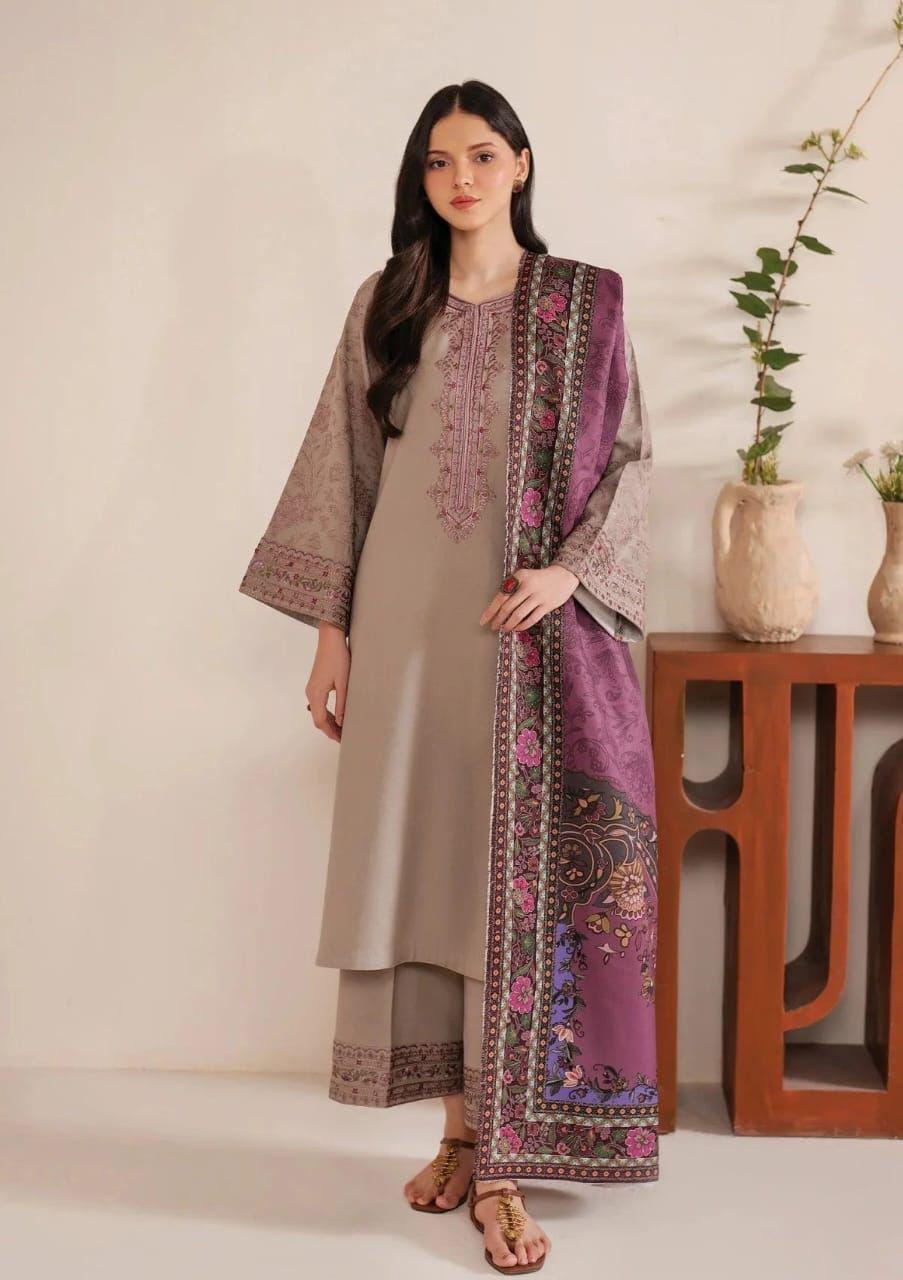 Garnet-DHANAK EMBROIDERED UNSTICHED 3pc (SL-1320)