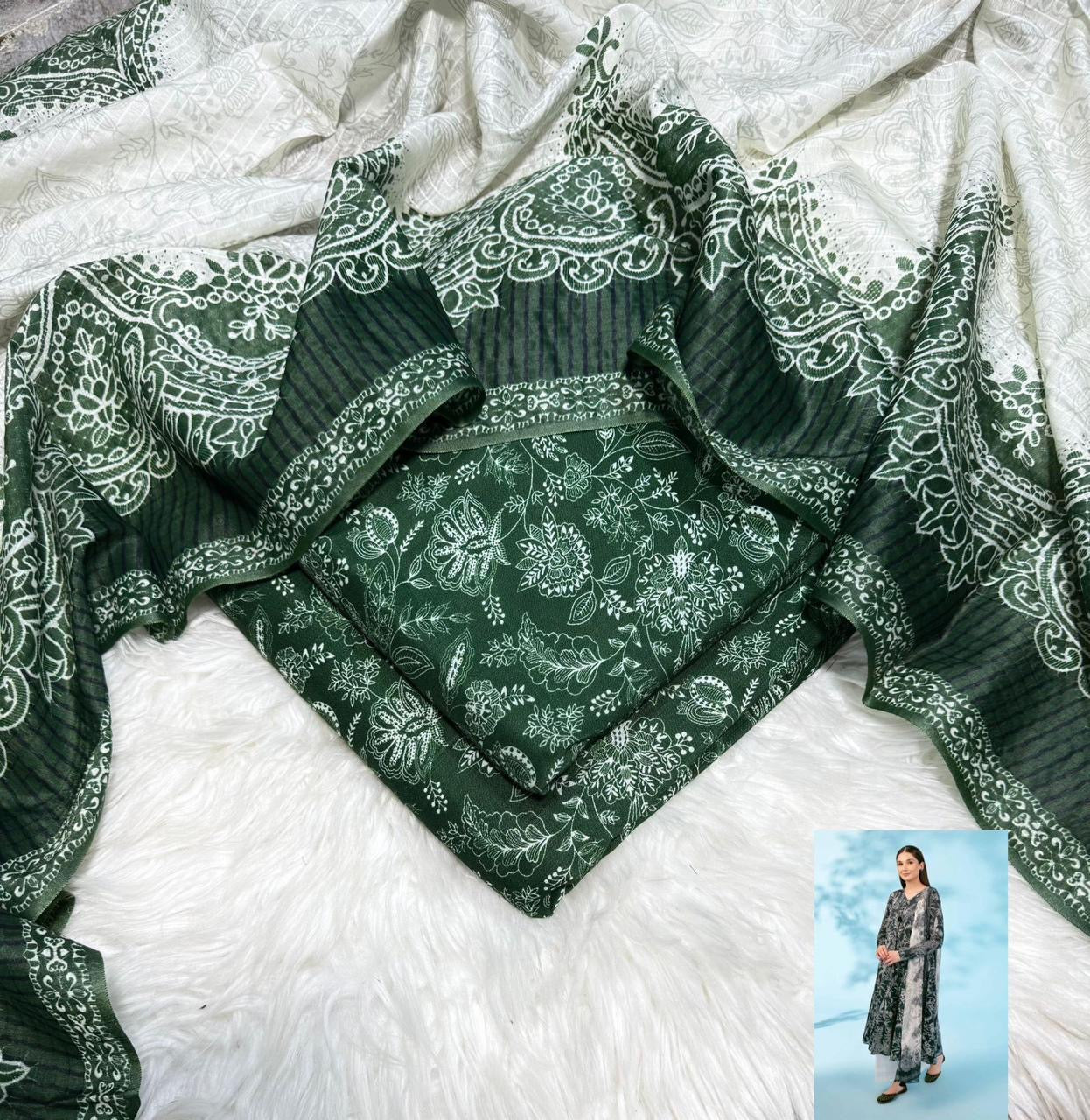 Nishat Linen Printed Unstiched 3pc