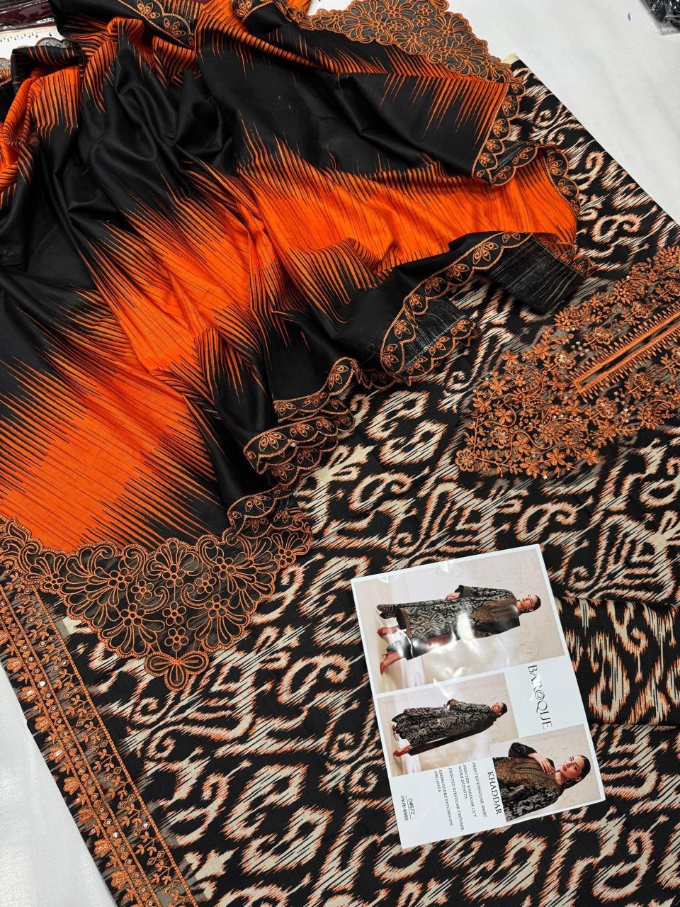 Baroque Printed Embroidered Unstiched 3pc (SL455)