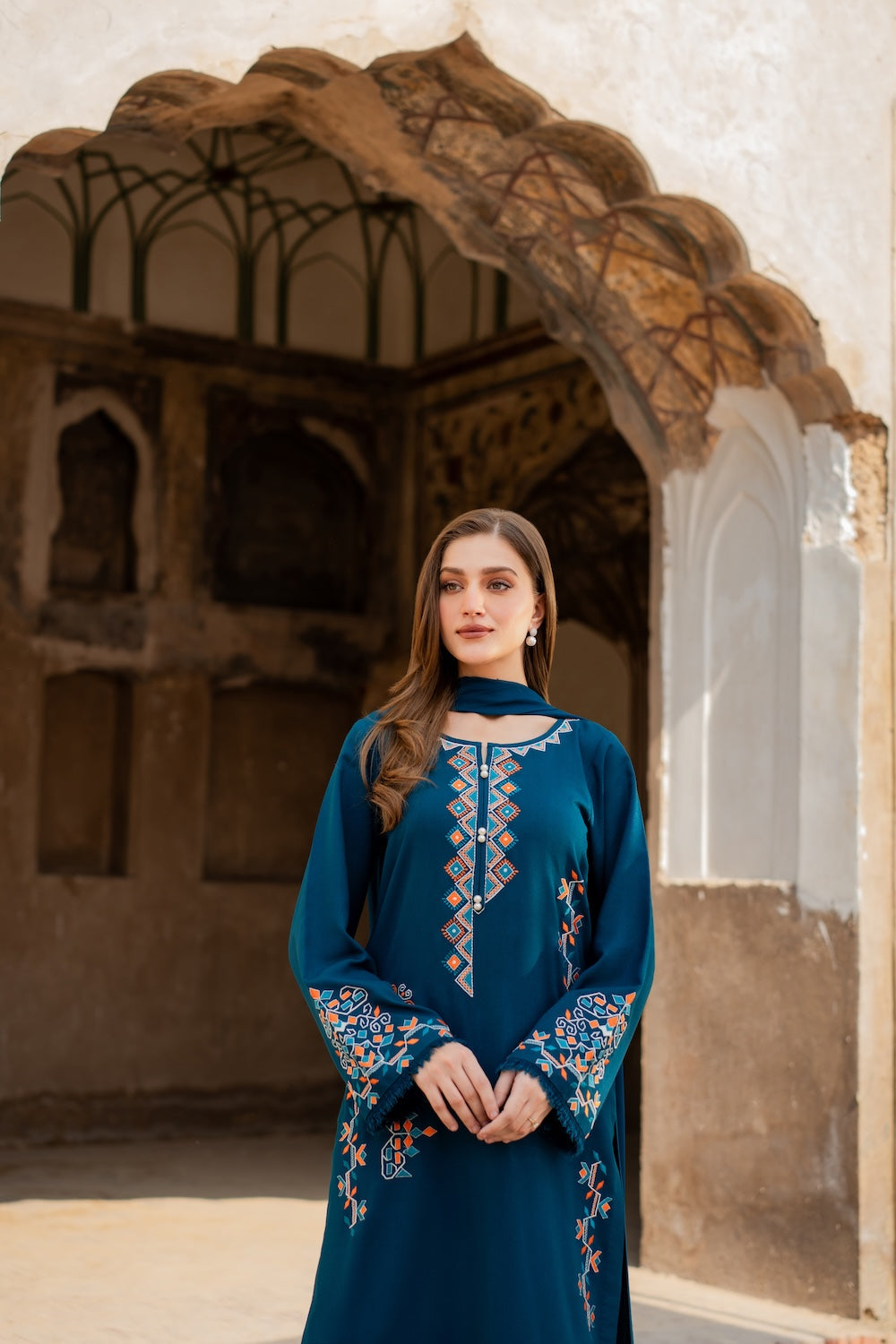 JAZMINE-EMBROIDERED DHANAK UNSTICHED 3PC (SL-9179)