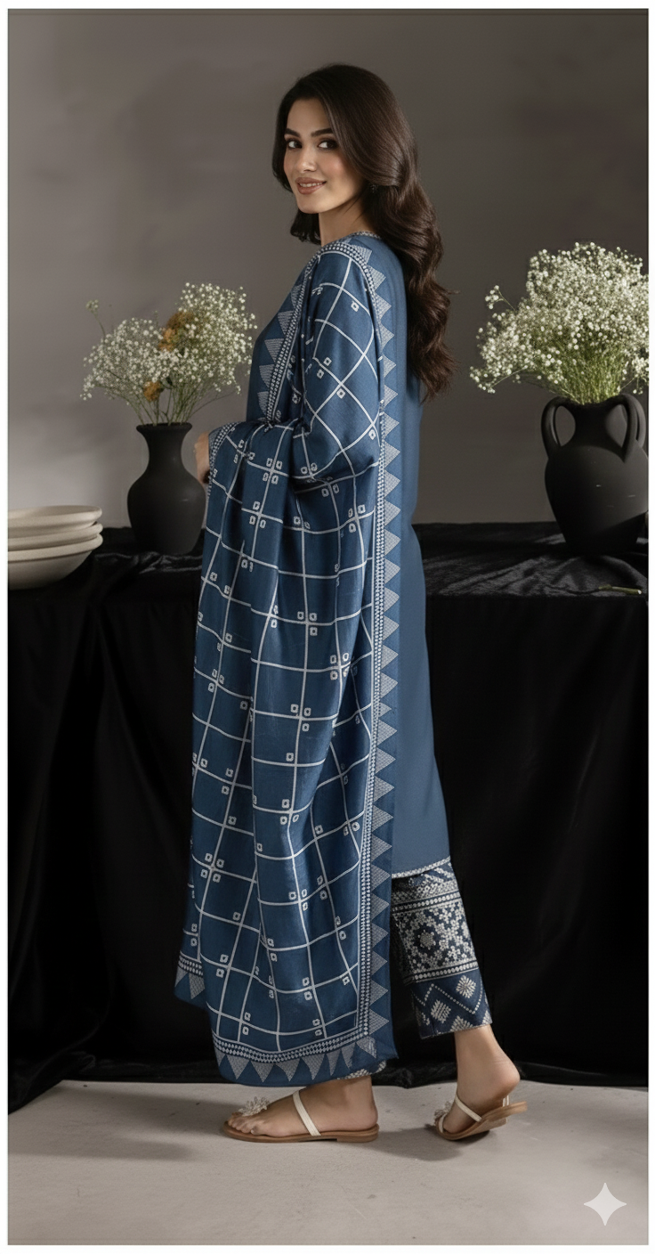 IZEL EMBROIDERED DHANAK UNSTICHED 3pc (SL-749)