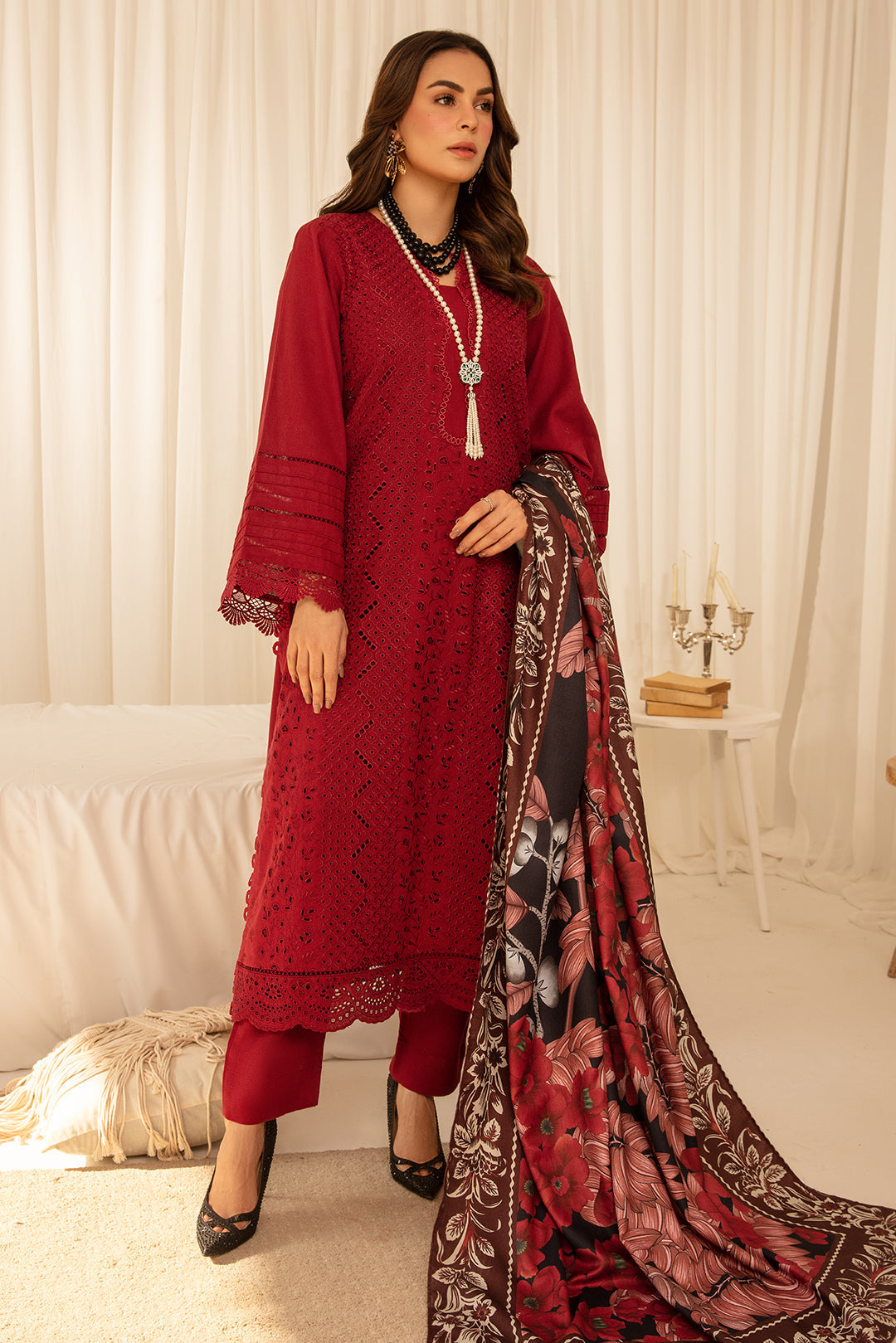MAHAY HEAVY EMBROIDERED DHANAK UNSTICHED 3pc (SL-8362)