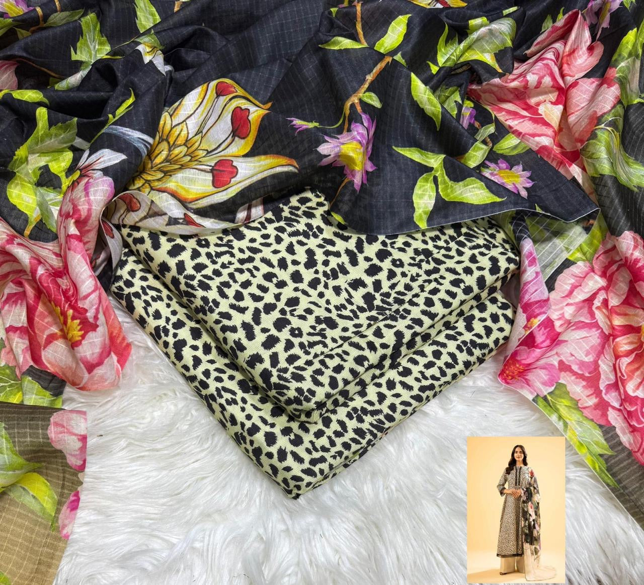 Nishat Printed Linen Unstiched 3pc