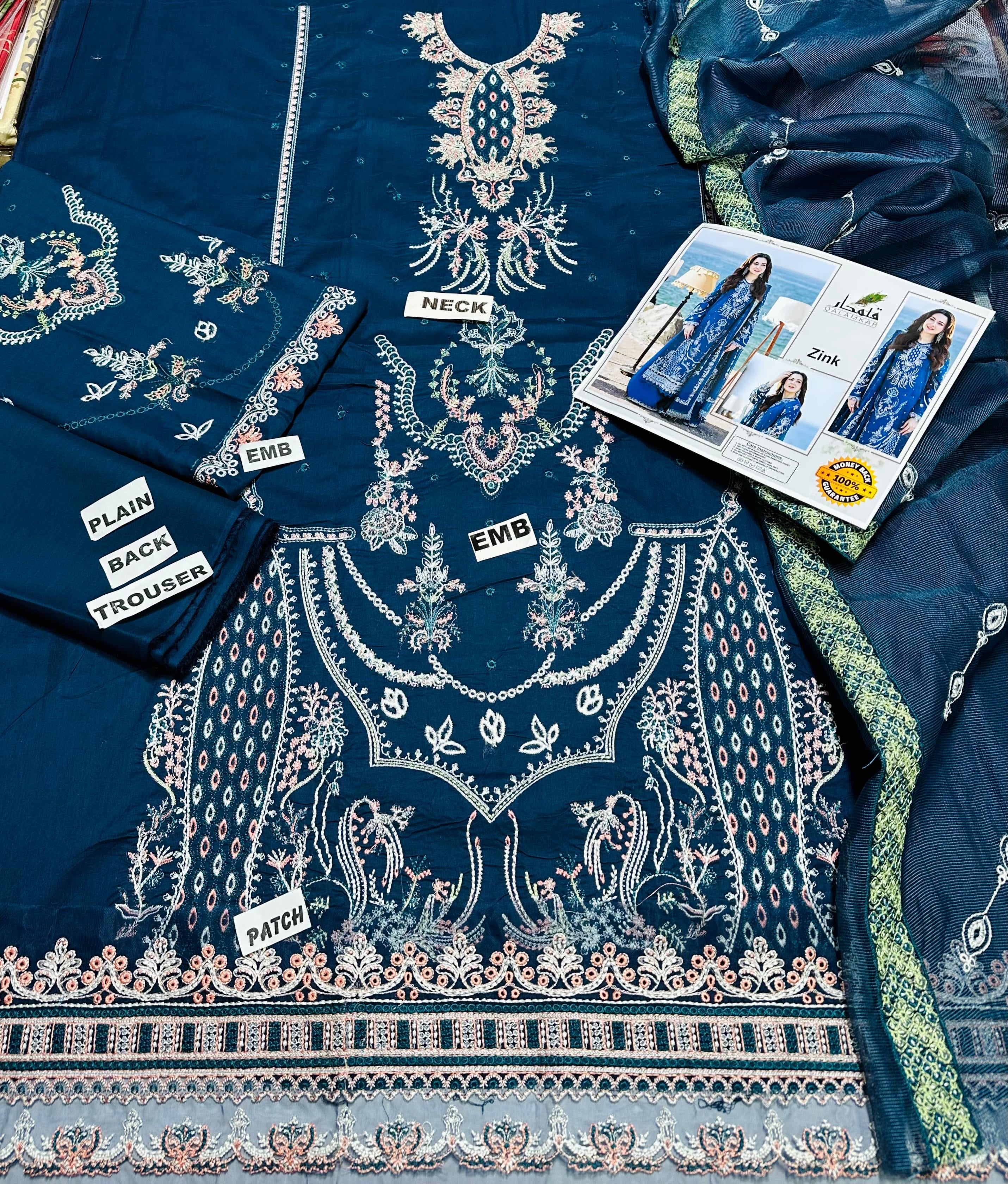 HANIA-QALAMKAR LUXURY EMBROIDERED LAWN 3pc (SL-489)