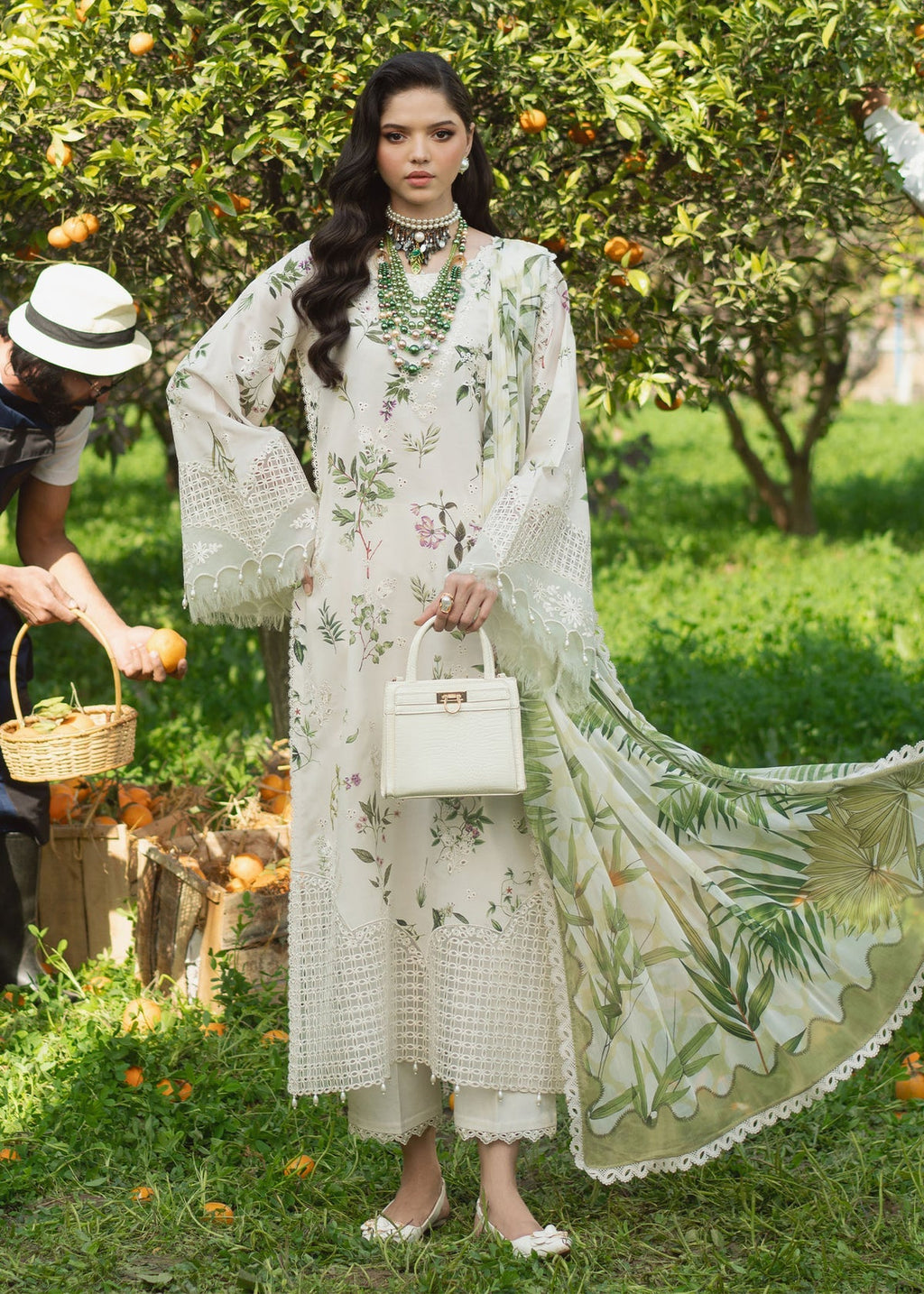Sardinia White Tulip Printed Embroidered Lawn Unstiched 3pc (SL-556)