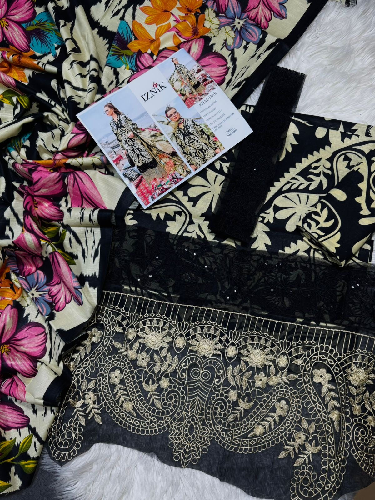 Maria B Printed Embroidered Unstiched Khaddar 3pc (SL-4455)