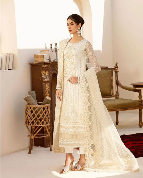 AKBAR ASLAM-LUXURY EMBROIDERED HANDEMBLISH - UNSTICHED FORMAL DRESS ORGANZA 3PC (SL-9884)
