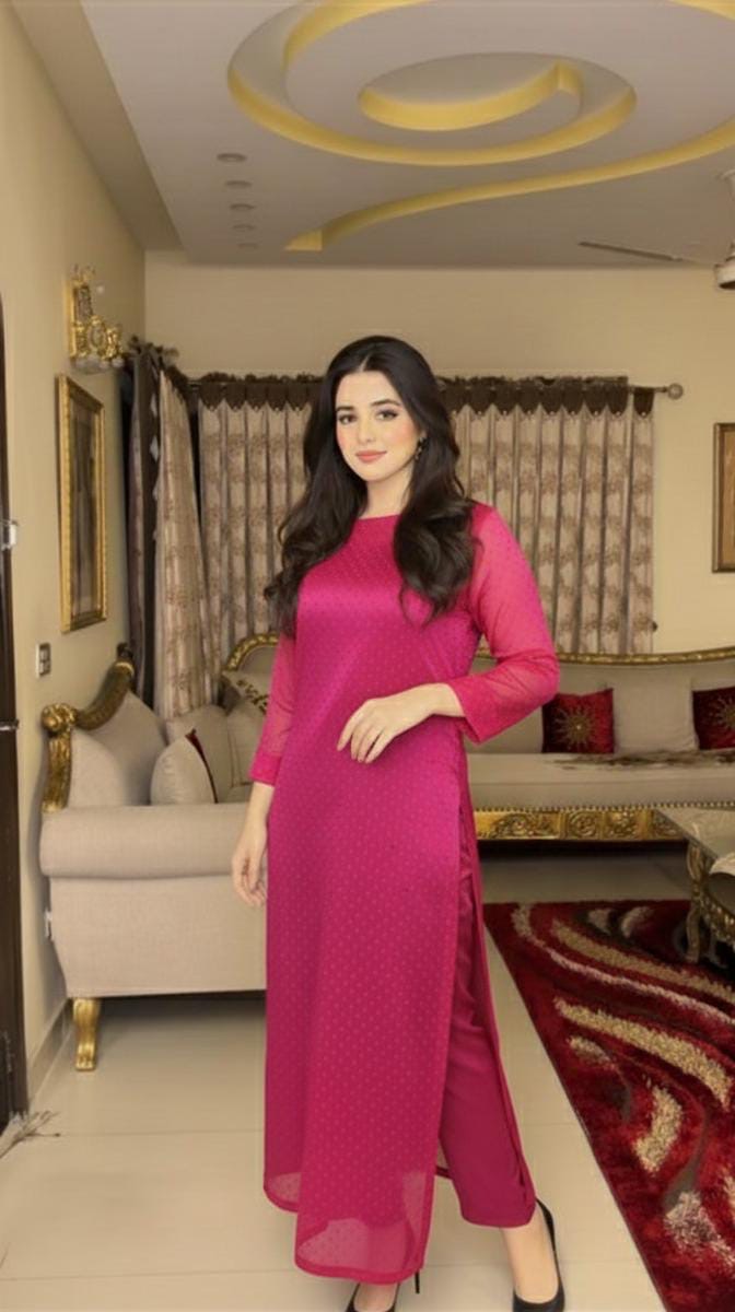 Luxury Sheesha Silk unstiched 2pc (Pink) SL-1961