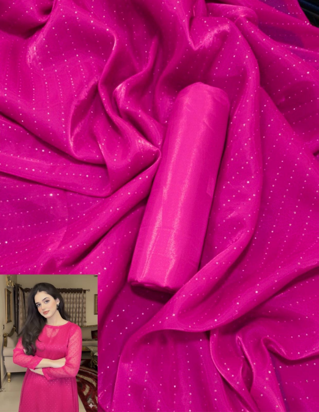 Luxury Sheesha Silk unstiched 2pc (Pink) SL-1961