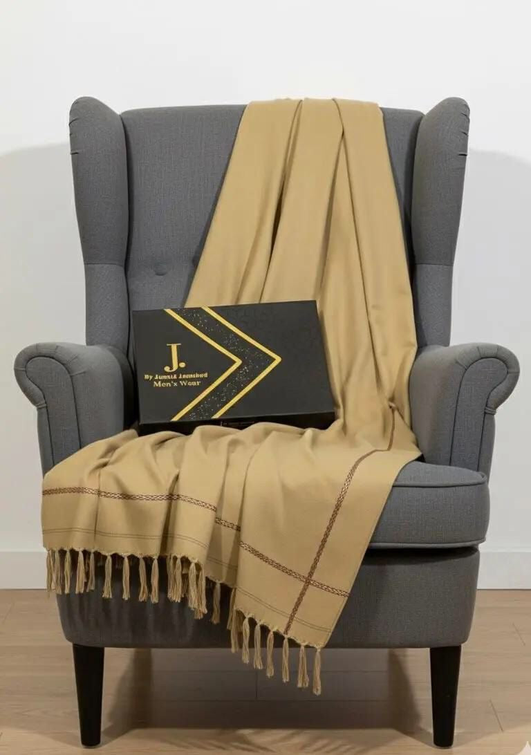J. Mens Premium Wool Shawl with Box (Golden Almond)