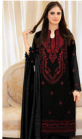 Libas Black HEAVY EMBROIDERED DHANAK UNSTICHED 3pc (SL-6213)