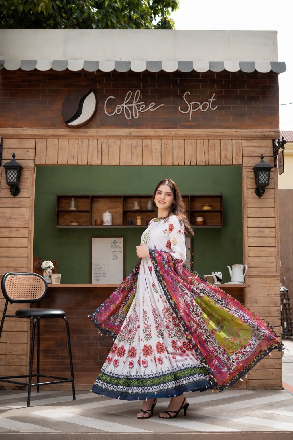 White Floral Printed 2Piece Stitched Suit | Premium Pakistani Lawn Dress | Zarysh