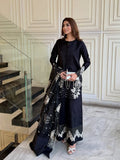 Luxury Black Embroidered 3 Piece Stitched Suit for Women by Zarysh Pakistan