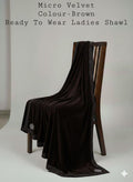 LADIES MICRO VELVET STONE WORK SHAWL (BROWN)