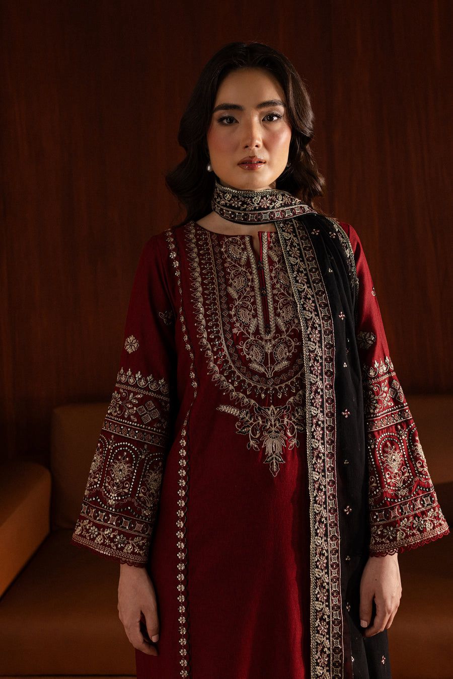 BATIK LUXURY EMBROIDERY DHANAK 3PC WITH EMBROIDERY DHANAK SHAWL