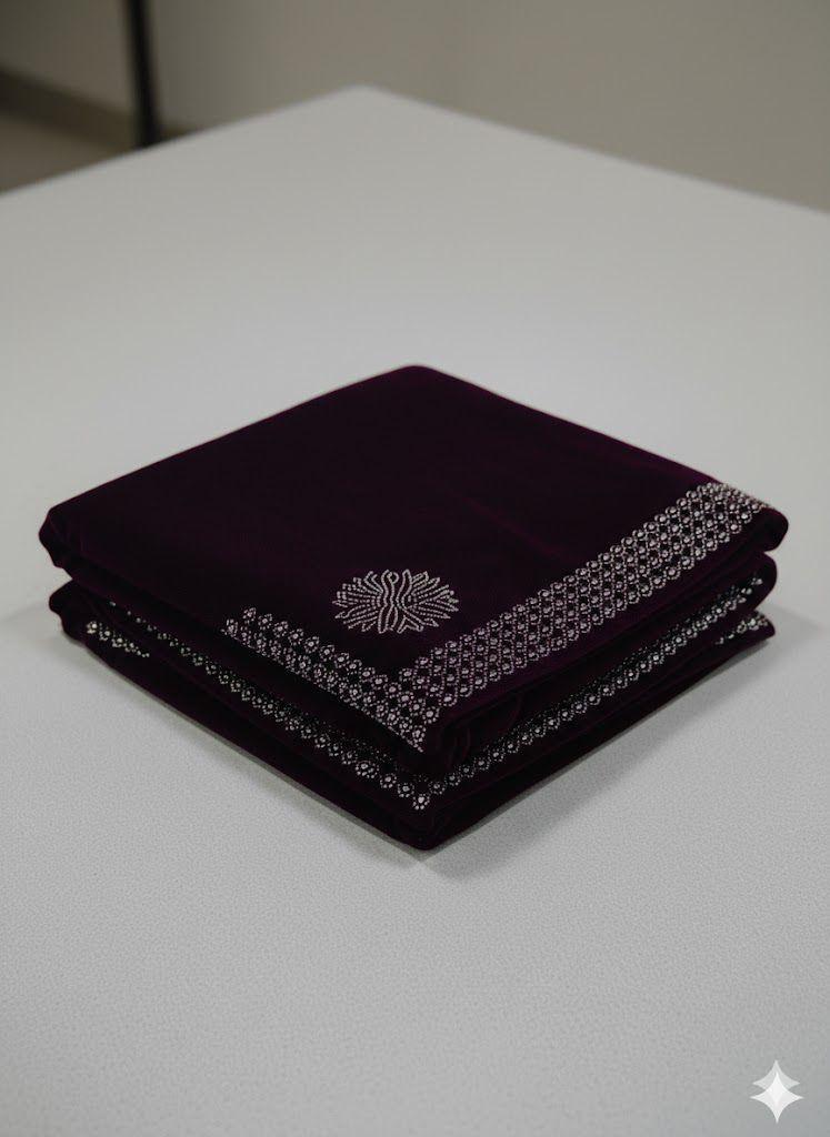 MICRO VELVET PEARL WORK LADIES SHAWL (Deep Purple)