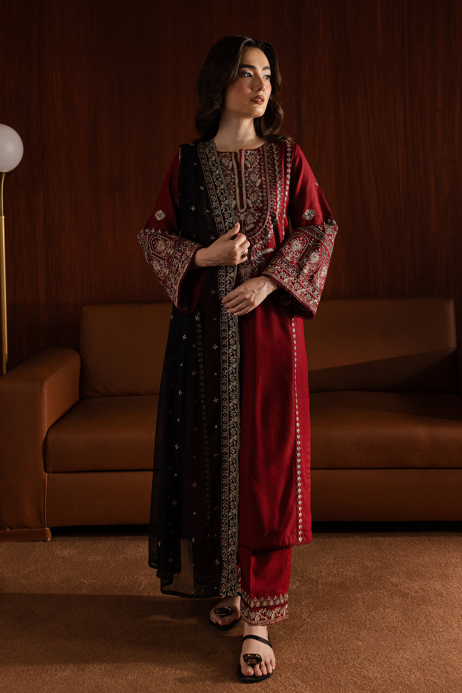 BATIK LUXURY EMBROIDERY DHANAK 3PC WITH EMBROIDERY DHANAK SHAWL