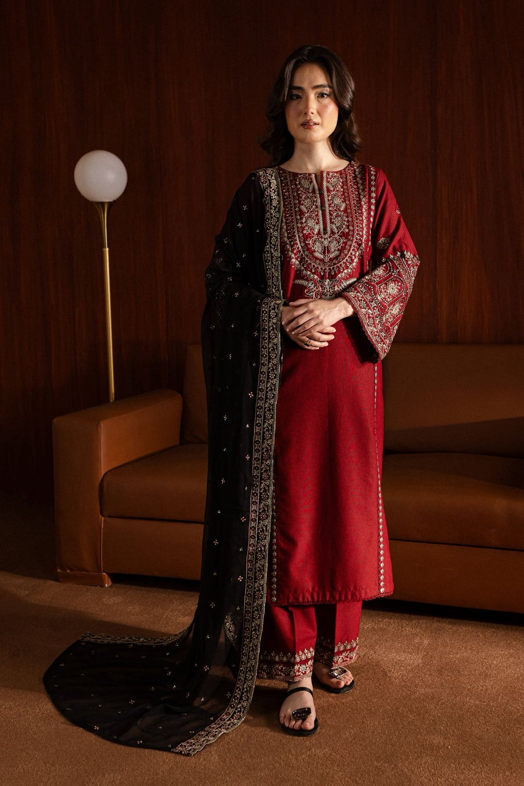 BATIK LUXURY EMBROIDERY DHANAK 3PC WITH EMBROIDERY DHANAK SHAWL