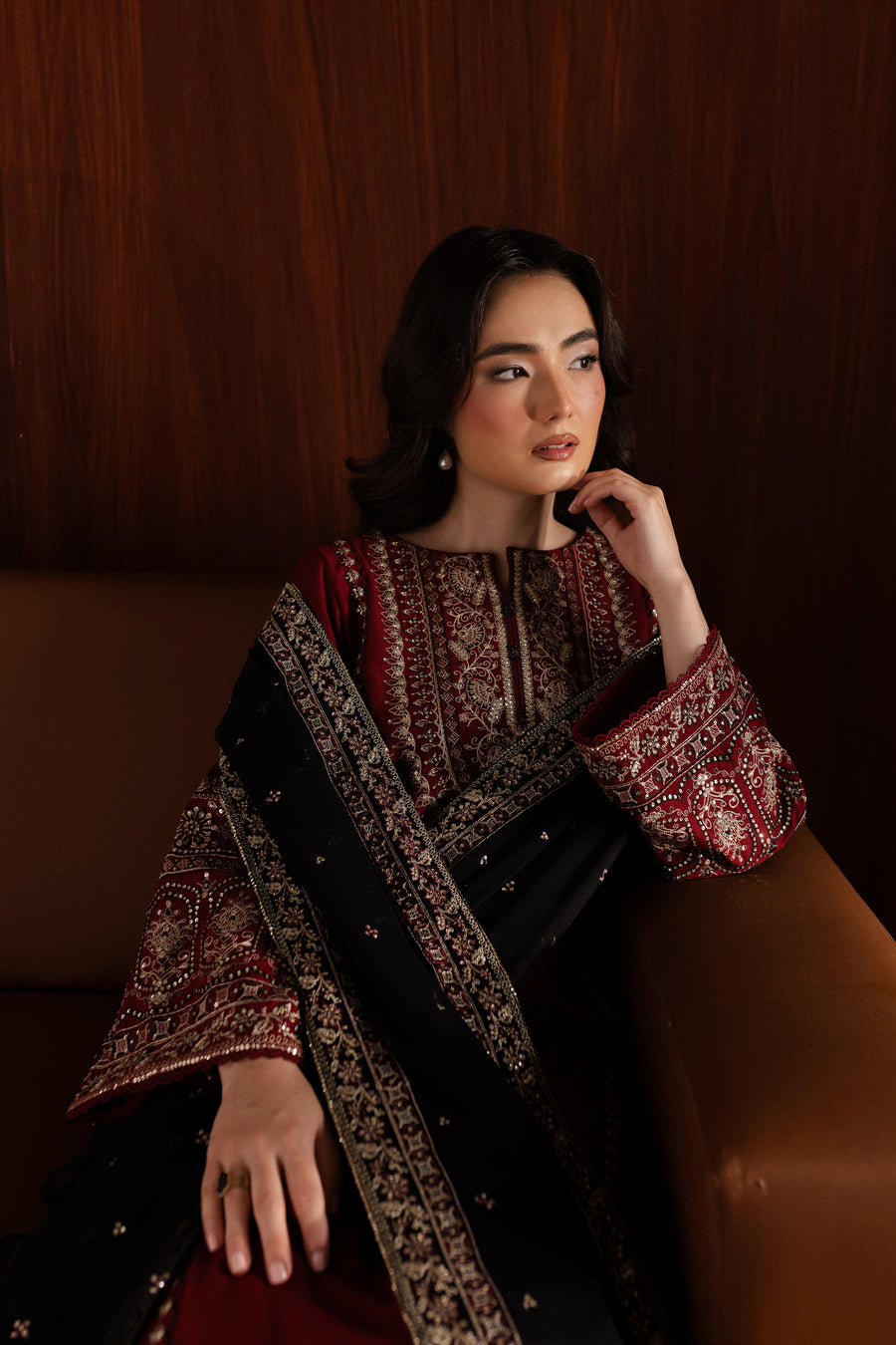 BATIK LUXURY EMBROIDERY DHANAK 3PC WITH EMBROIDERY DHANAK SHAWL
