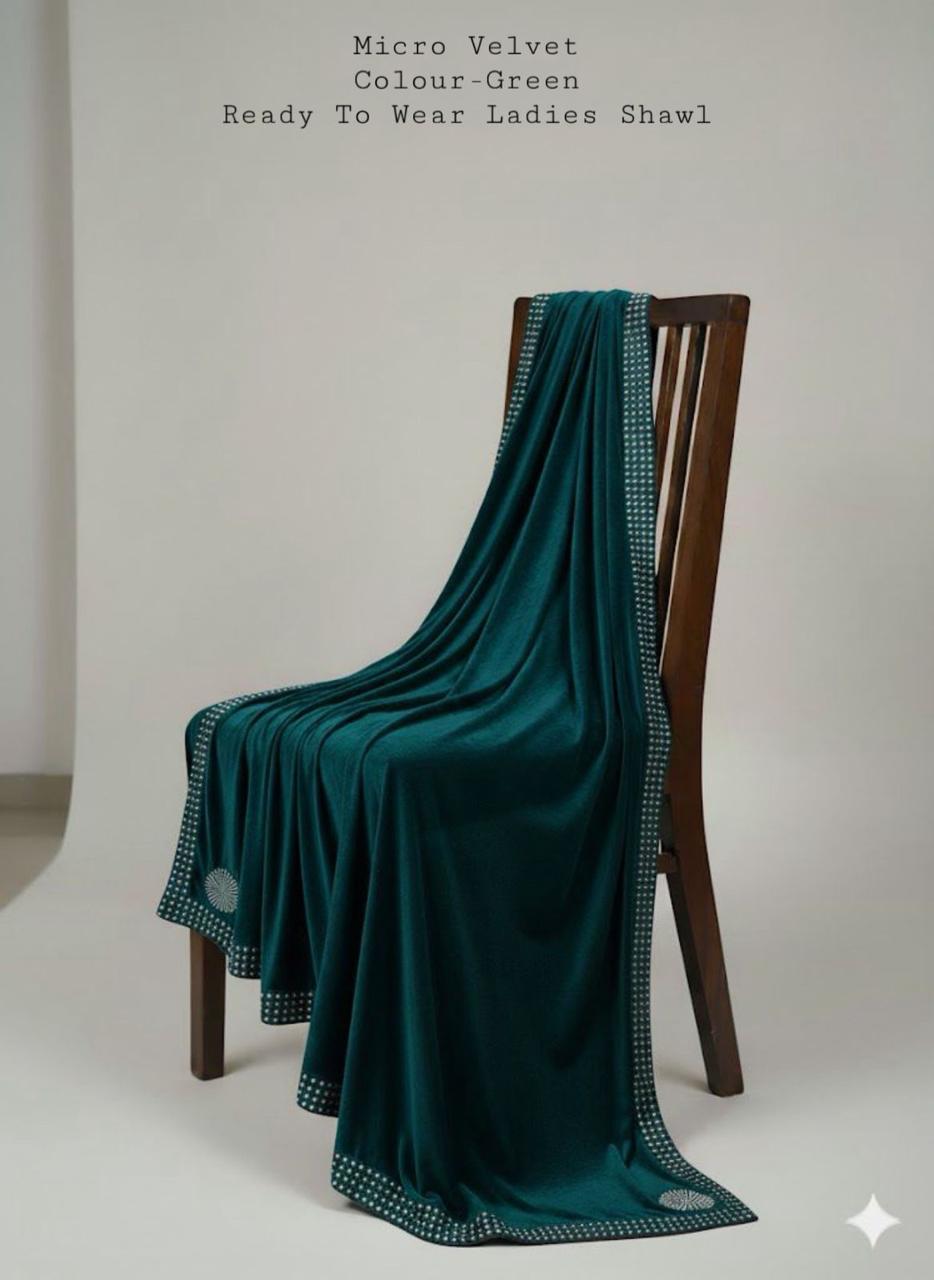 LADIES MICRO VELVET STONE WORK (ZINC GREEN)